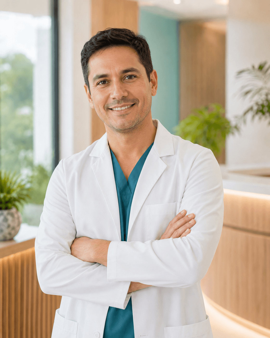 Retrato generado con IA de Dr. Andrés Vargas, personaje ficticio